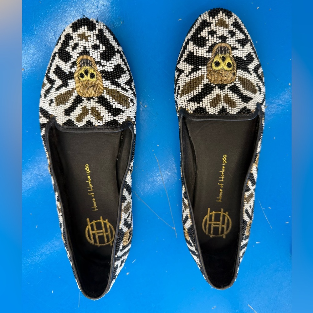 House of Harlow 1960 Zenith Beaded Skull Flats Size 7